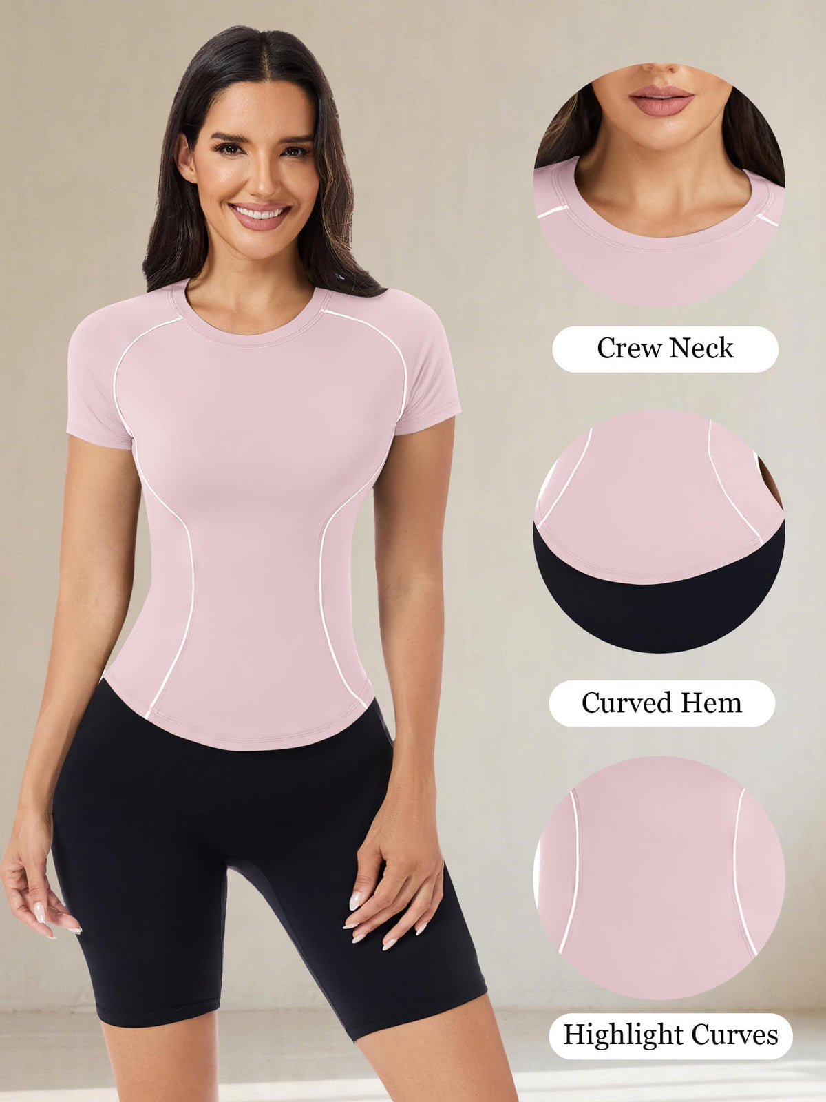 Short Sleeve Workout Tops for Women Athletic Gym Shirts Yoga Running Sports Breathable Tees