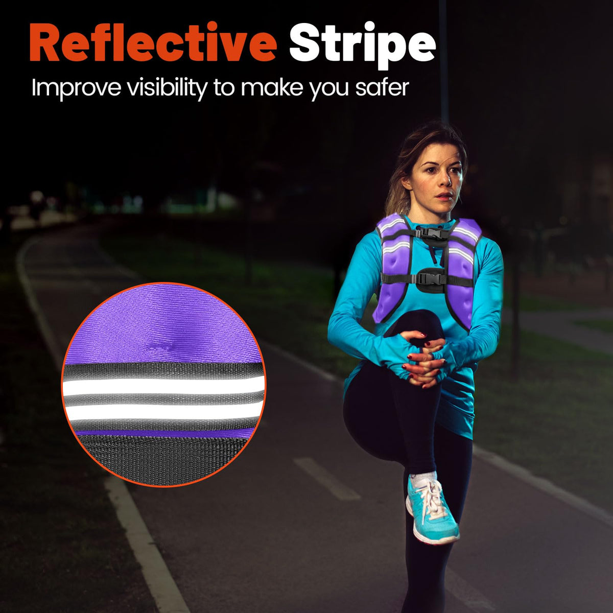 Poudee Weighted Vest, 6lb/8lb/10lb/12lb/16lb/20lb/25lb/30lb Weight Vest for Men Women, Body Weight Vests Adjustable with Reflective Stripe for Strength Training, Running, Workout, Jogging, Walking