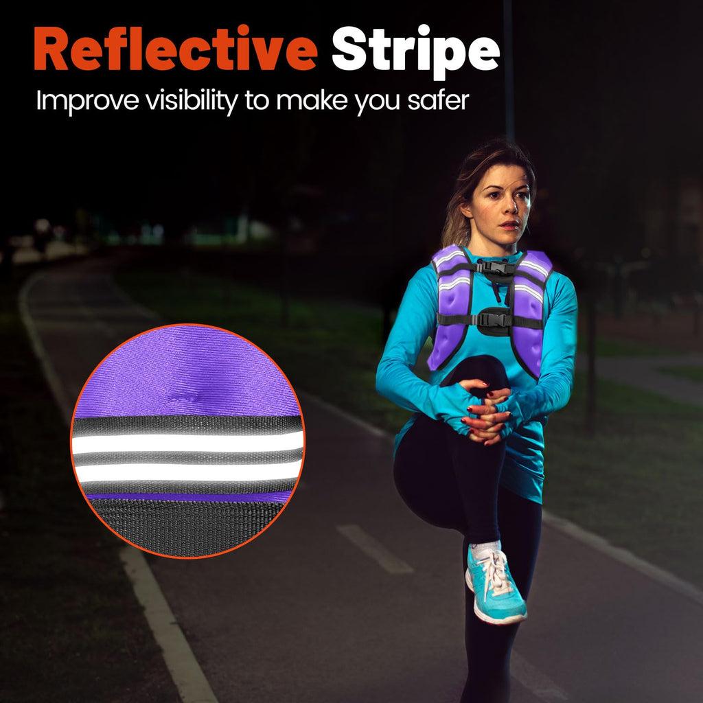 Poudee Weighted Vest, 6lb/8lb/10lb/12lb/16lb/20lb/25lb/30lb Weight Vest for Men Women, Body Weight Vests Adjustable with Reflective Stripe for Strength Training, Running, Workout, Jogging, Walking