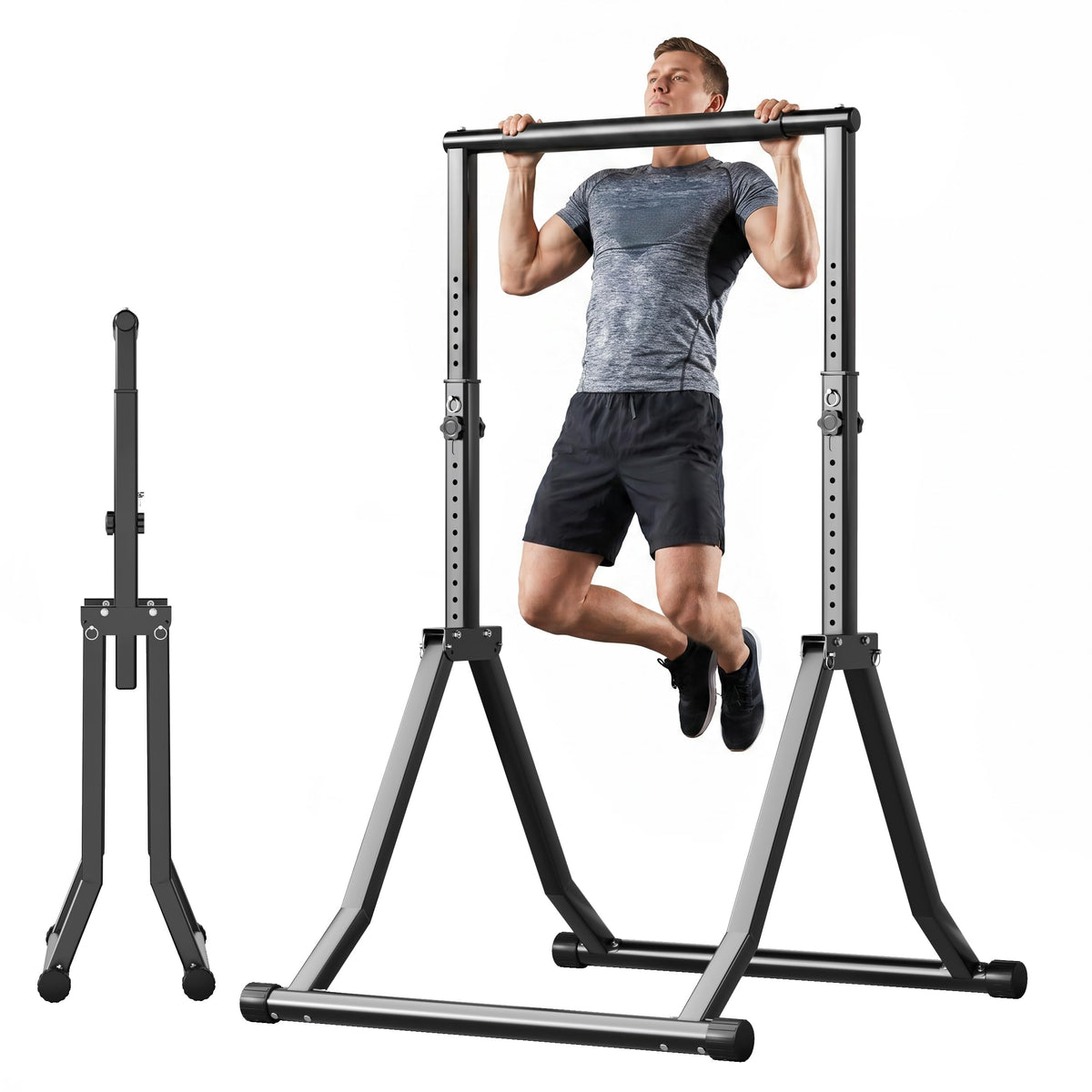 Foldable Pull Up Bar Station 66.1''-84.6'' Power Tower