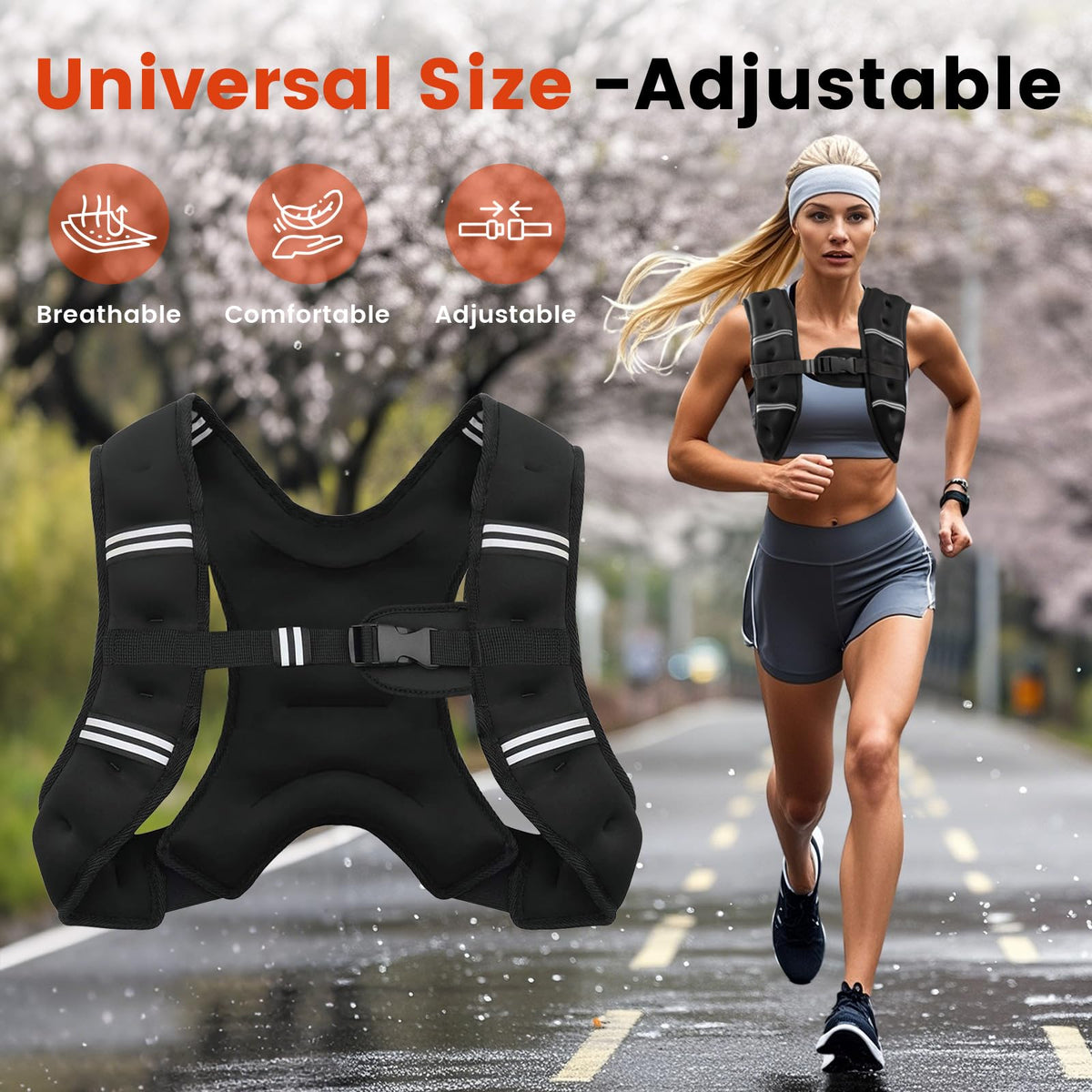 Poudee Weighted Vest, 6lb/8lb/10lb/12lb/16lb/20lb/25lb/30lb Weight Vest for Men Women, Body Weight Vests Adjustable with Reflective Stripe for Strength Training, Running, Workout, Jogging, Walking