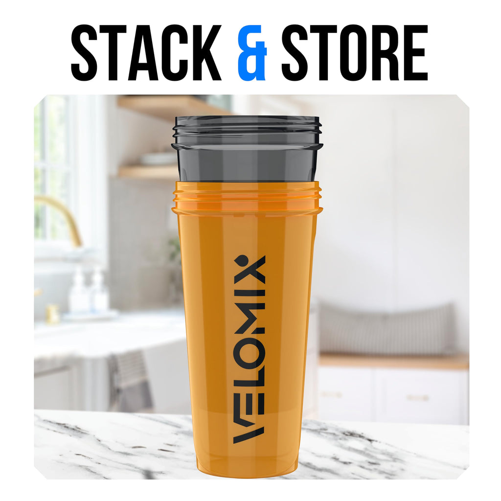 VELOMIX 2 Pack 28oz Protein Shaker Bottle for Protein Mixes, Black/Transpar