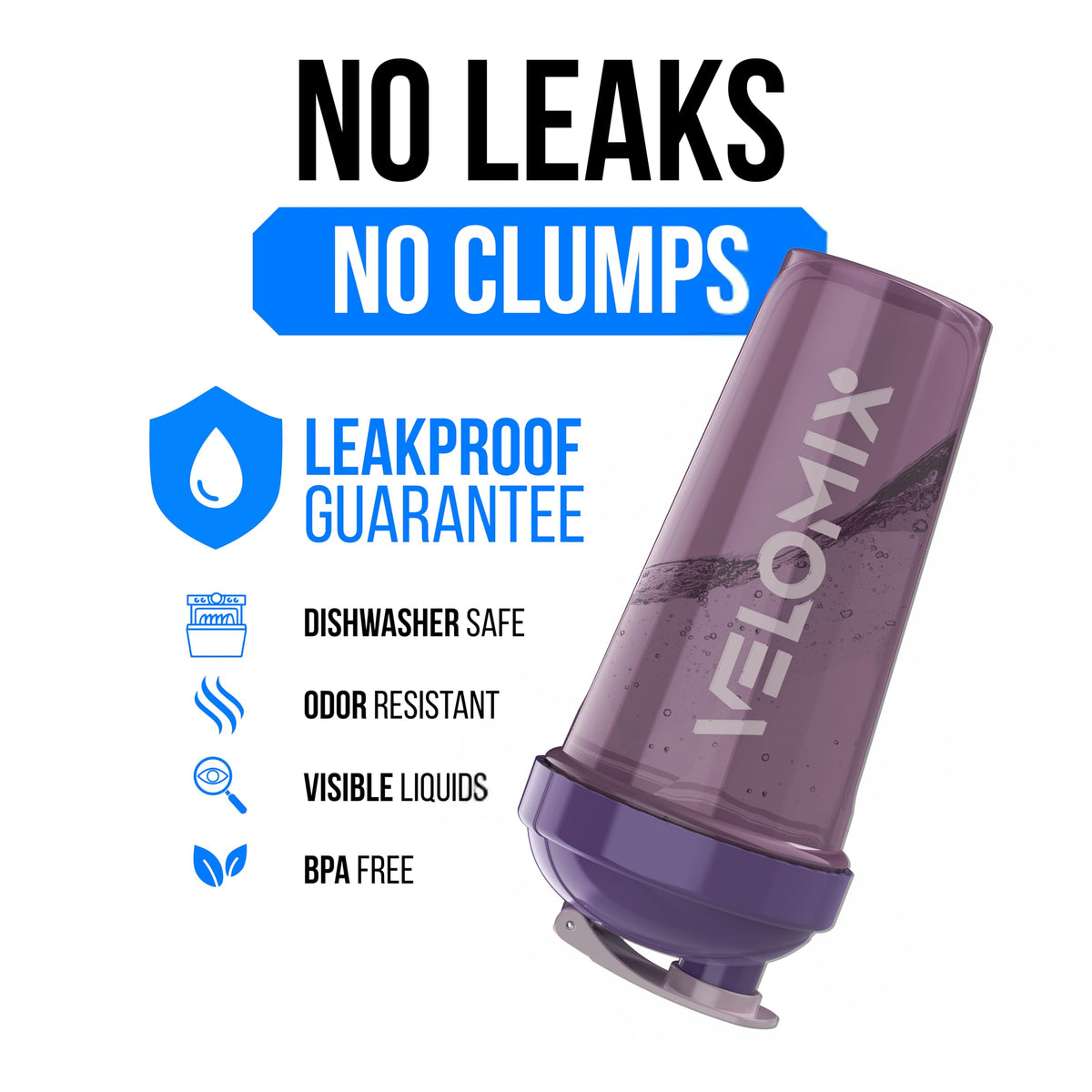 VELOMIX 2 Pack 28oz Protein Shaker Bottle for Protein Mixes, Black/Transpar