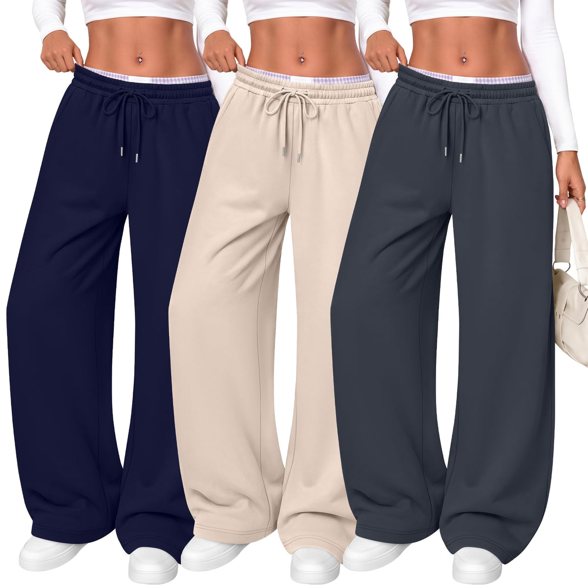 Women's Wide Leg Sweatpants (3-Pack)