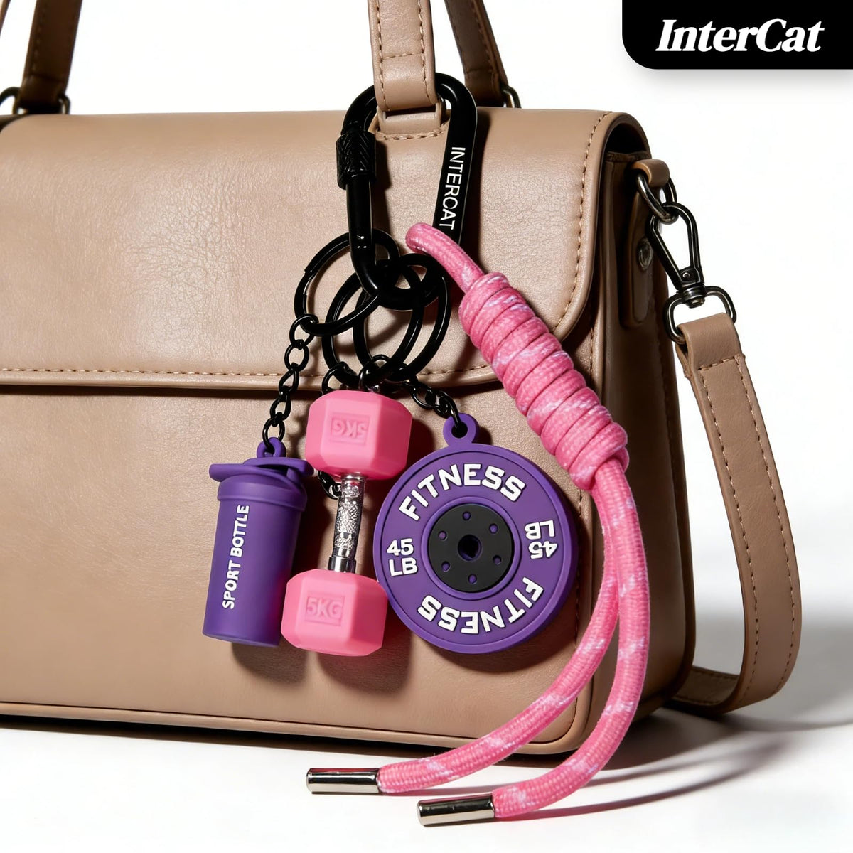 InterCat Gym Keychain for Women Men, Fitness Keychain Set