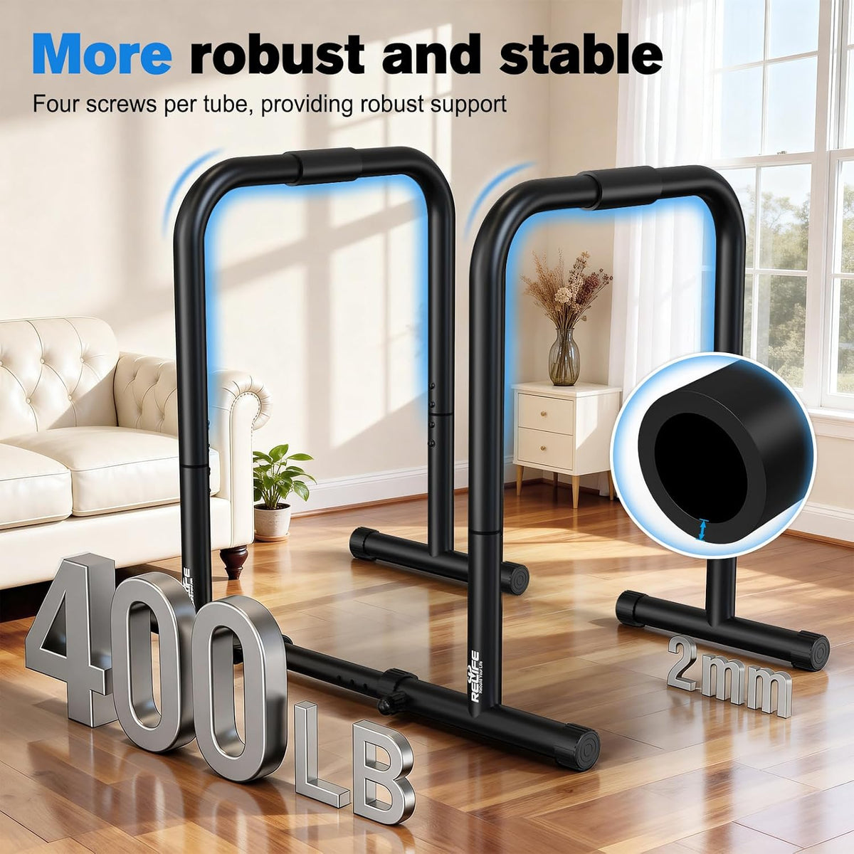 RELIFE REBUILD YOUR LIFE Dip Bar for Home Gym Training 400LBS Parallel Bars