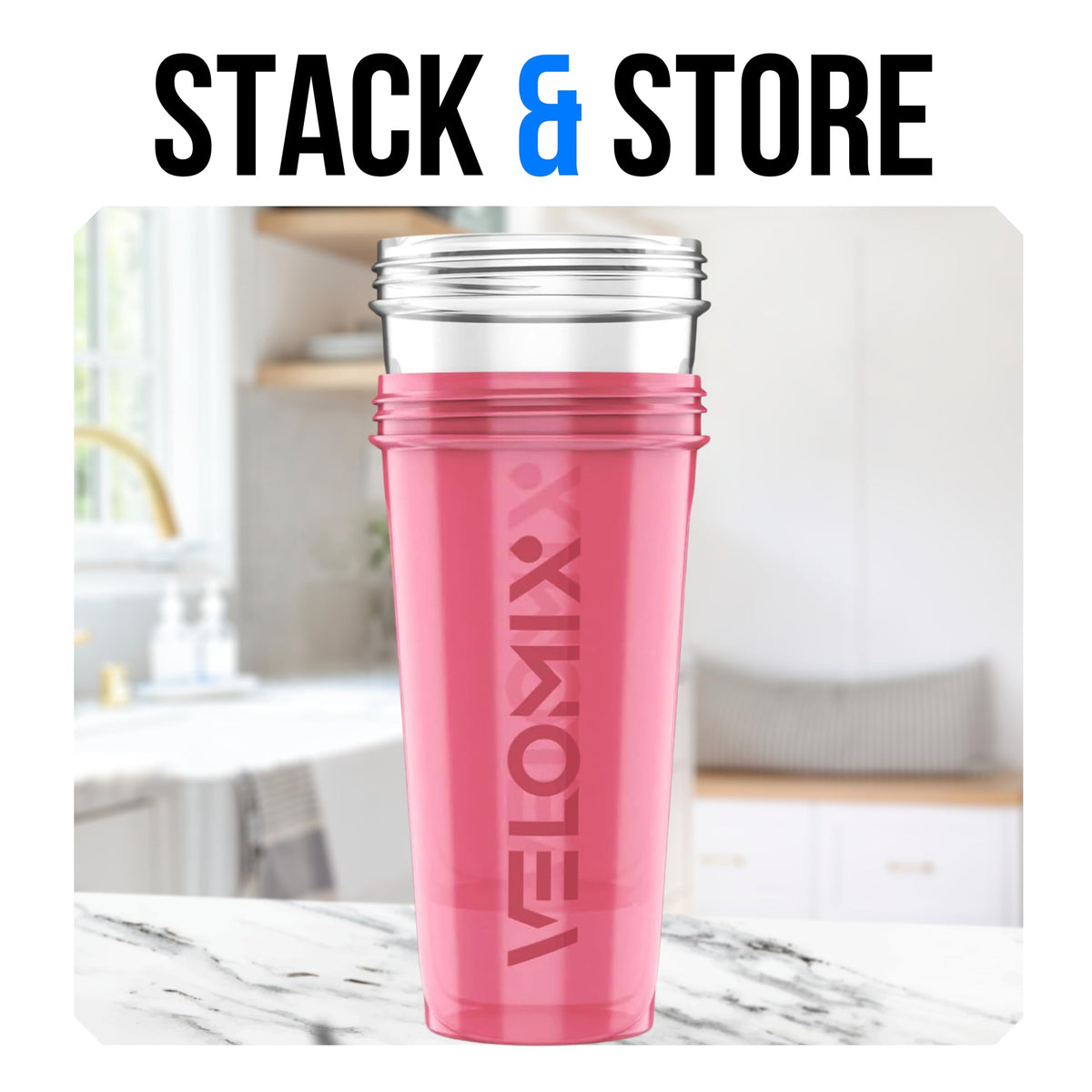 VELOMIX 2 Pack 28oz Protein Shaker Bottle for Protein Mixes, Black/Transpar