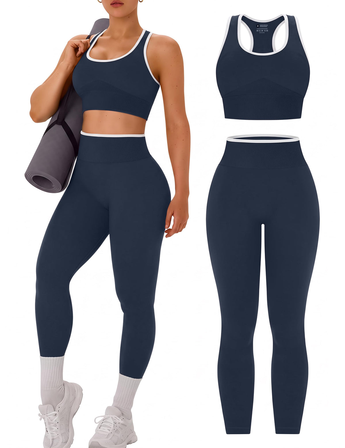 OLCHEE Womens Workout Sets 2 Piece Racerback Sports Bra High Waist Leggings