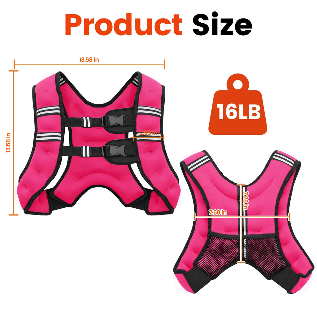 Poudee Weighted Vest, 6lb/8lb/10lb/12lb/16lb/20lb/25lb/30lb Weight Vest for Men Women, Body Weight Vests Adjustable with Reflective Stripe for Strength Training, Running, Workout, Jogging, Walking