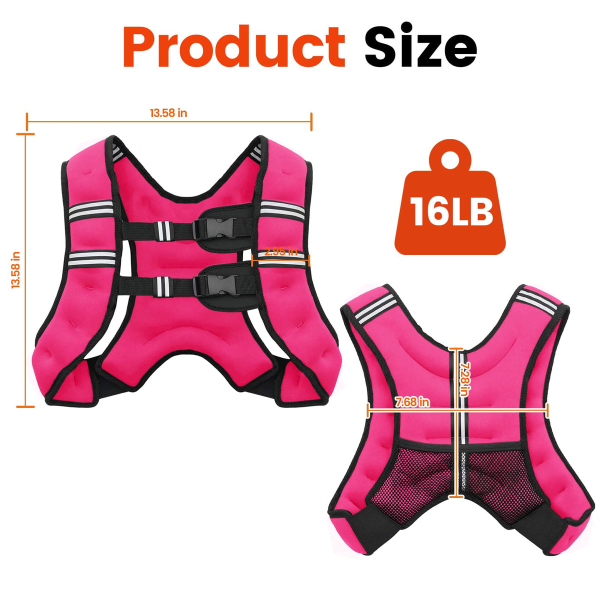 Poudee Weighted Vest, 6lb/8lb/10lb/12lb/16lb/20lb/25lb/30lb Weight Vest for Men Women, Body Weight Vests Adjustable with Reflective Stripe for Strength Training, Running, Workout, Jogging, Walking
