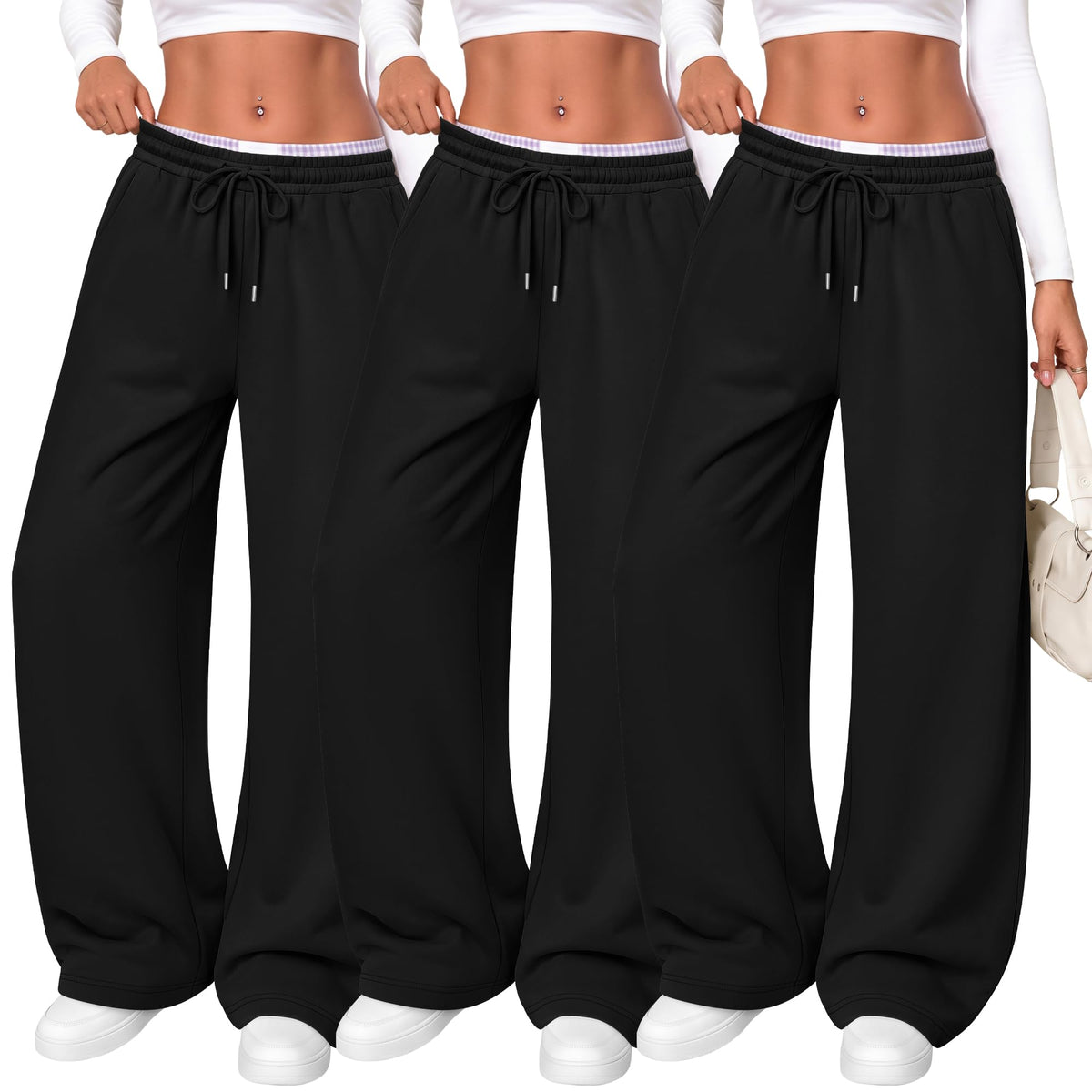 Women's Wide Leg Sweatpants (3-Pack)