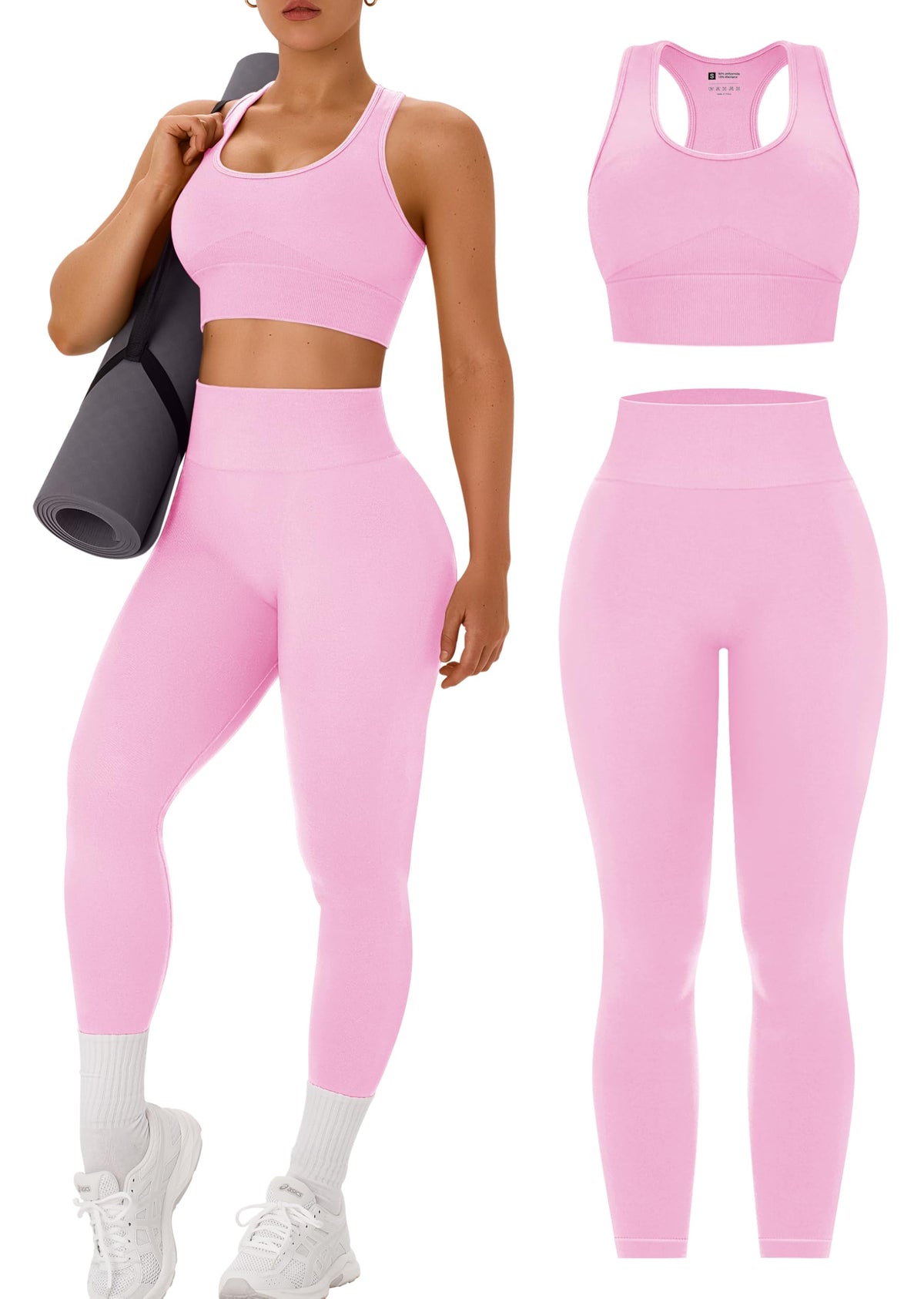 OLCHEE Womens Workout Sets 2 Piece Racerback Sports Bra High Waist Leggings