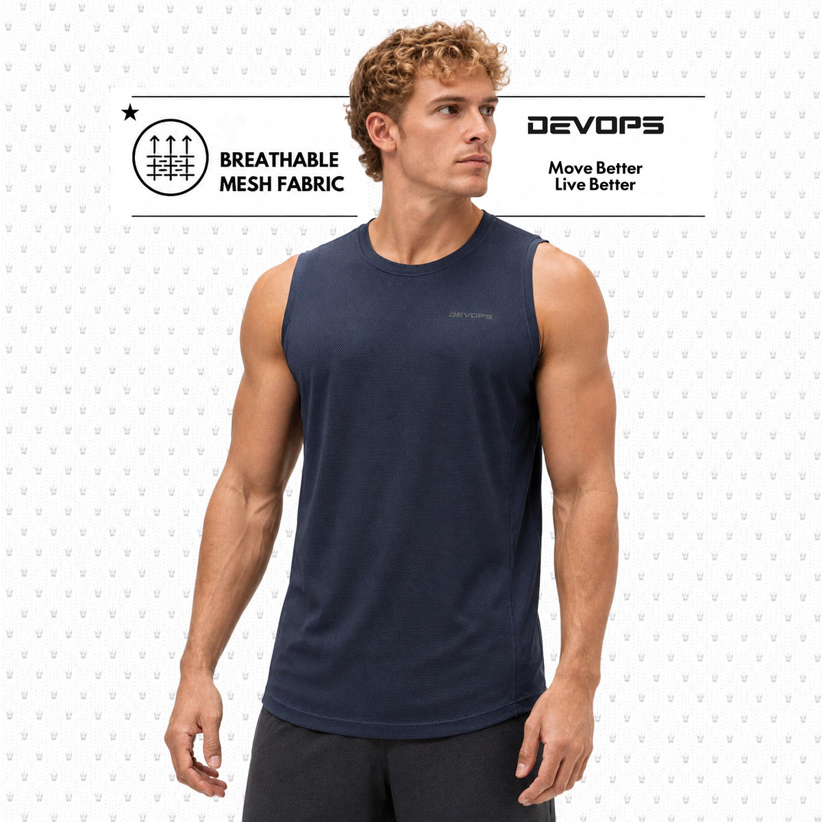 DEVOPS 3 Pack Men's Tank Tops Sleeveless Muscle Shirts Dry Fit Mesh Workout