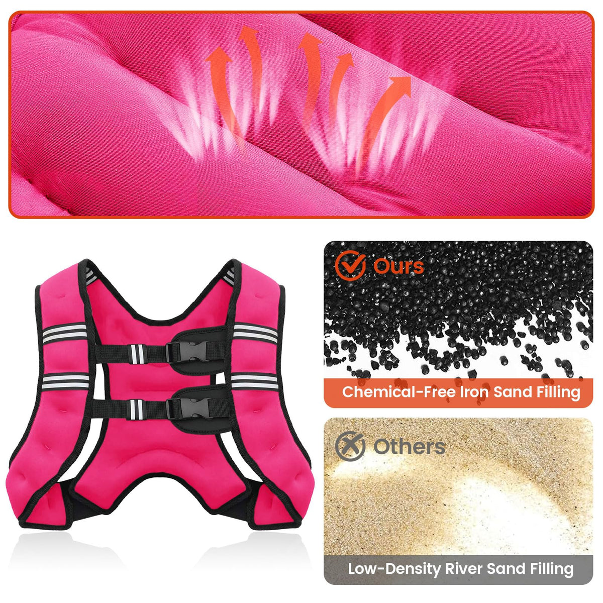 Poudee Weighted Vest, 6lb/8lb/10lb/12lb/16lb/20lb/25lb/30lb Weight Vest for Men Women, Body Weight Vests Adjustable with Reflective Stripe for Strength Training, Running, Workout, Jogging, Walking