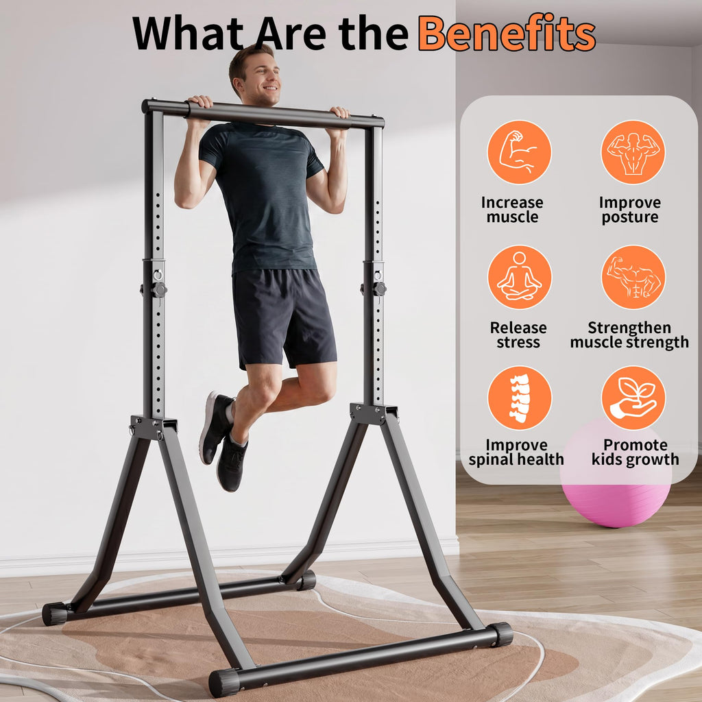 Foldable Pull Up Bar Station 66.1''-84.6'' Power Tower