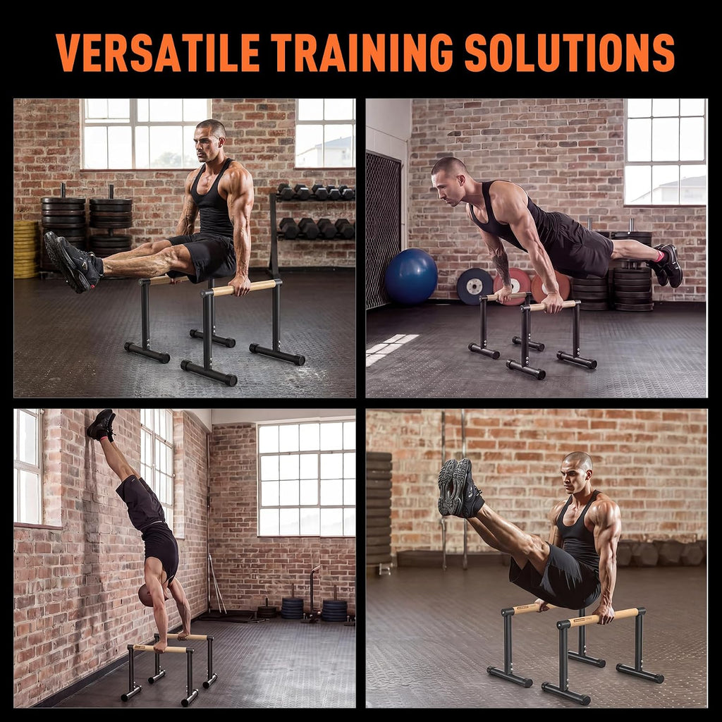 SNADER Wood Parallettes, Calisthenics Dip Bar & Push Up Bar