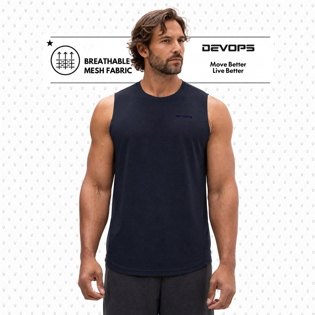 DEVOPS 3 Pack Men's Tank Tops Sleeveless Muscle Shirts Dry Fit Mesh Workout