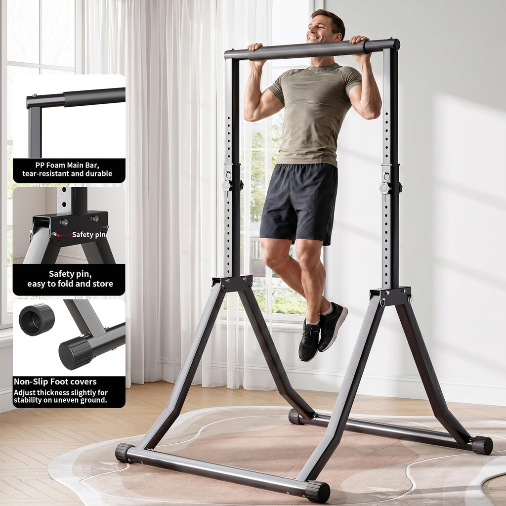 Foldable Pull Up Bar Station 66.1''-84.6'' Power Tower