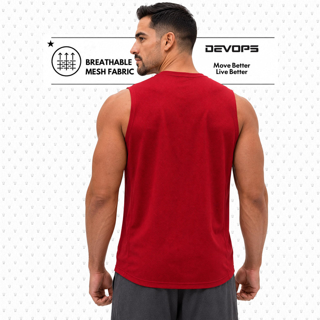 DEVOPS 3 Pack Men's Tank Tops Sleeveless Muscle Shirts Dry Fit Mesh Workout