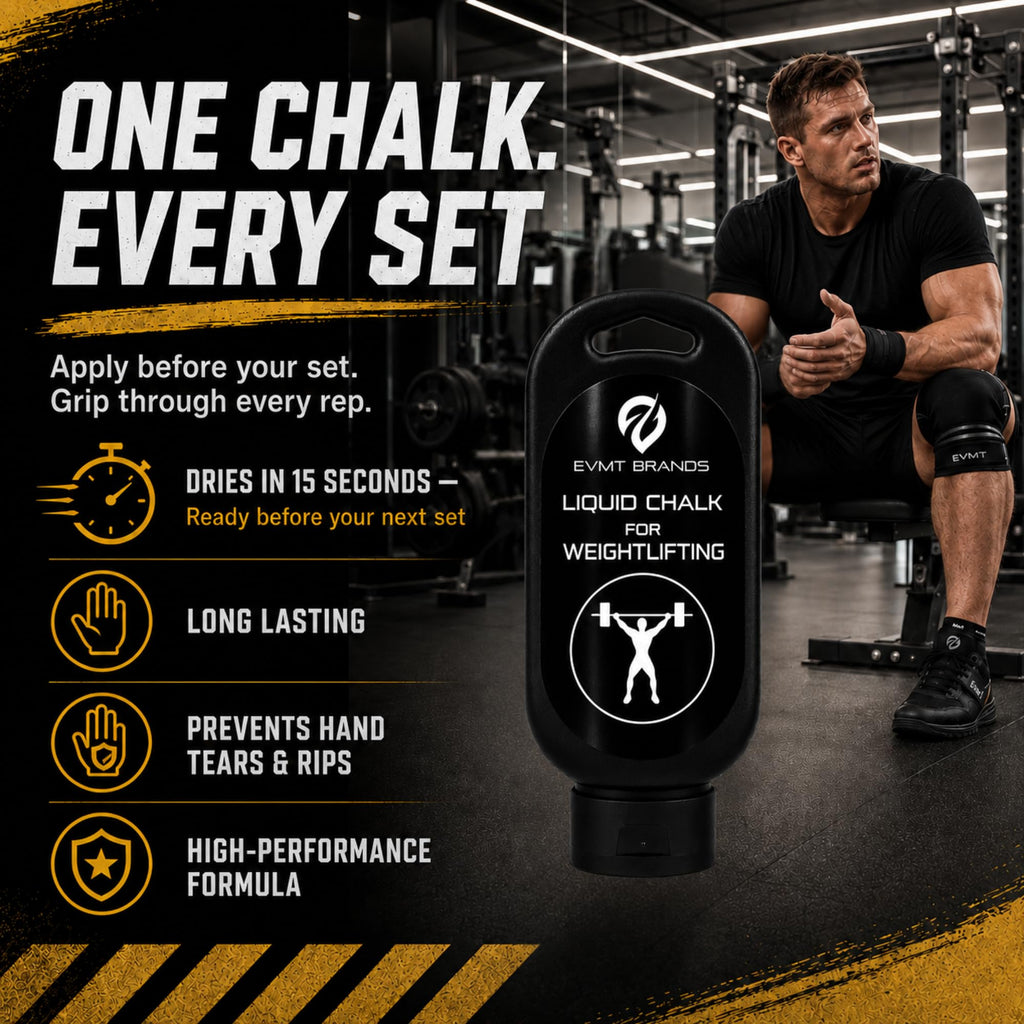 EVMT Brands Liquid Chalk, Mess Free Gym Chalk for Weightlifting, Gymnastics, Rock Climbing, Dancing. Sweat Resistant and Long Lasting for Stronger Grip.
