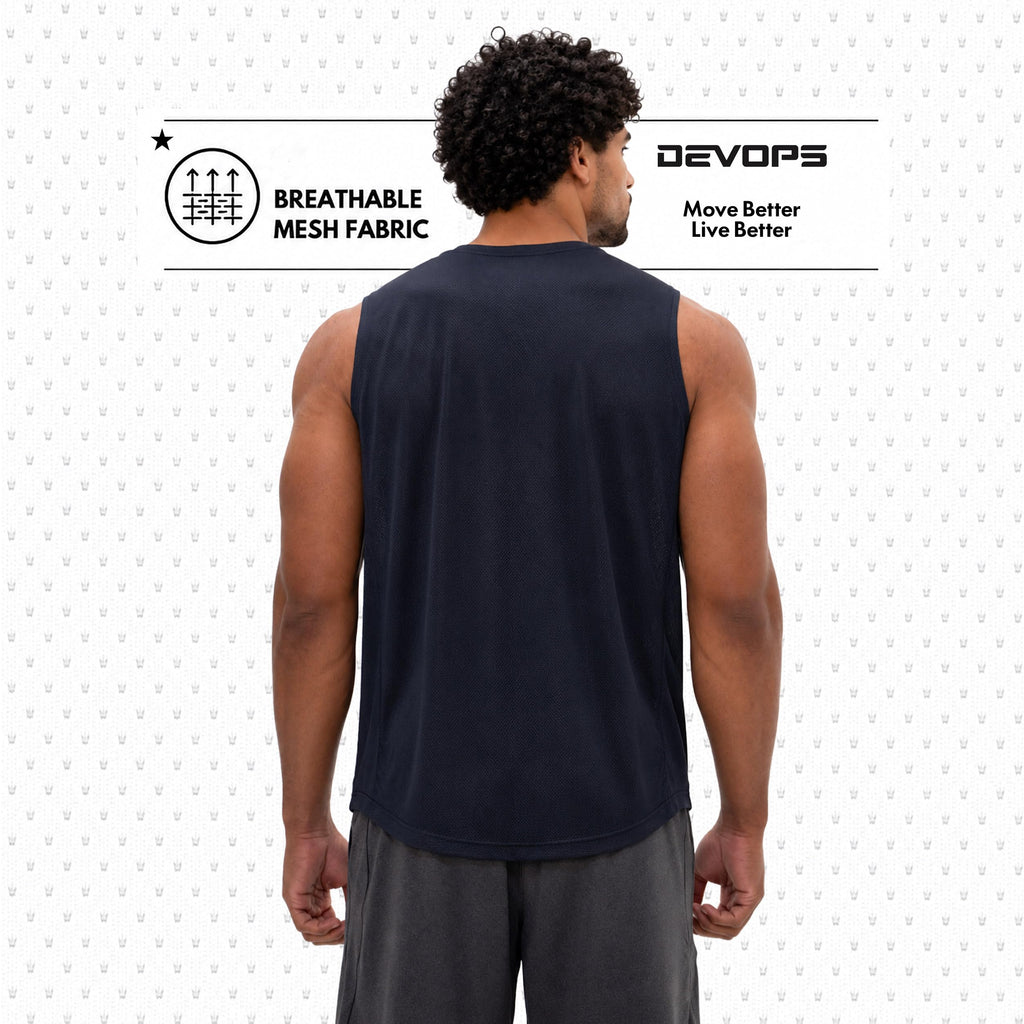 DEVOPS 3 Pack Men's Tank Tops Sleeveless Muscle Shirts Dry Fit Mesh Workout