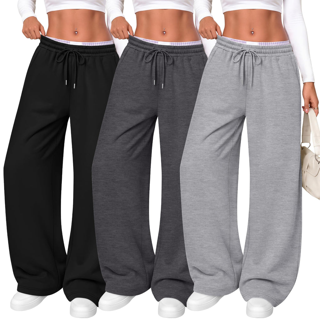 Women's Wide Leg Sweatpants (3-Pack)