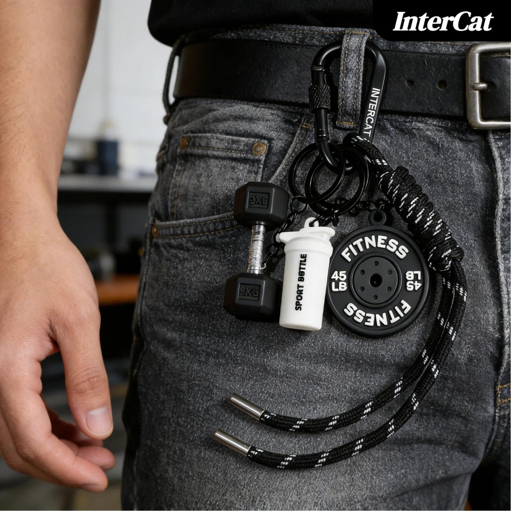 InterCat Gym Keychain for Women Men, Fitness Keychain Set
