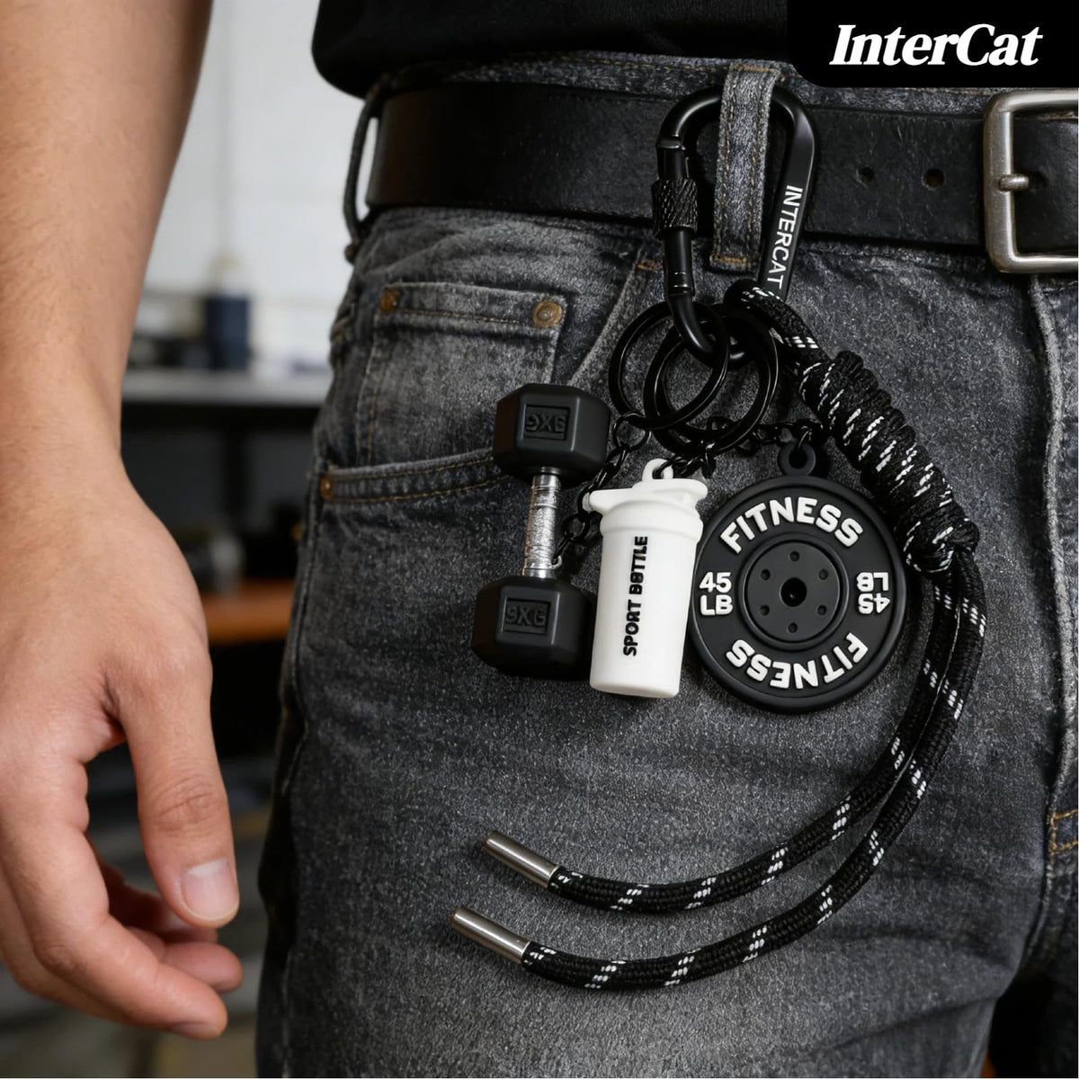 InterCat Gym Keychain for Women Men, Fitness Keychain Set