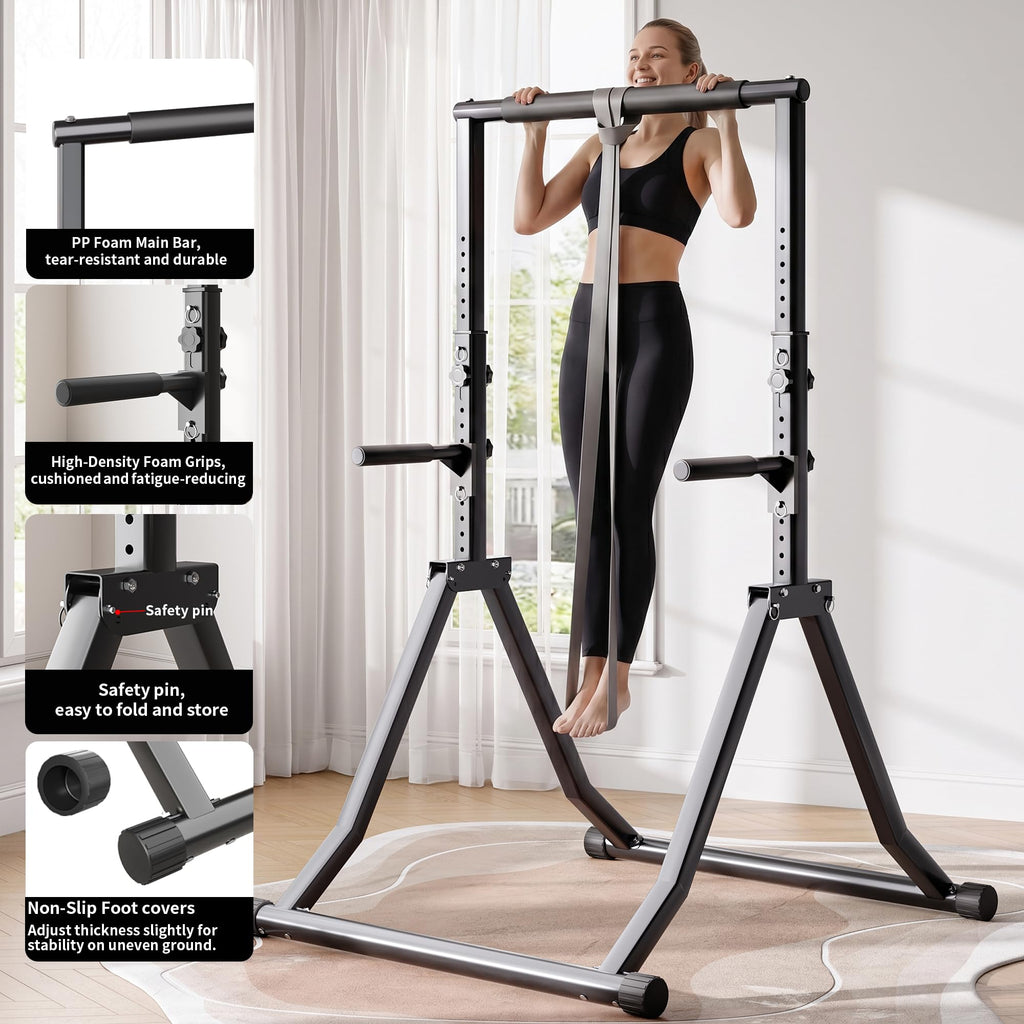 Foldable Pull Up Bar Station 66.1''-84.6'' Power Tower