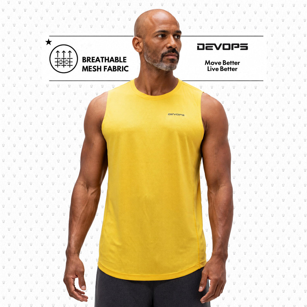 DEVOPS 3 Pack Men's Tank Tops Sleeveless Muscle Shirts Dry Fit Mesh Workout