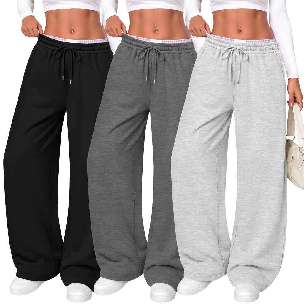 Women's Wide Leg Sweatpants (3-Pack)