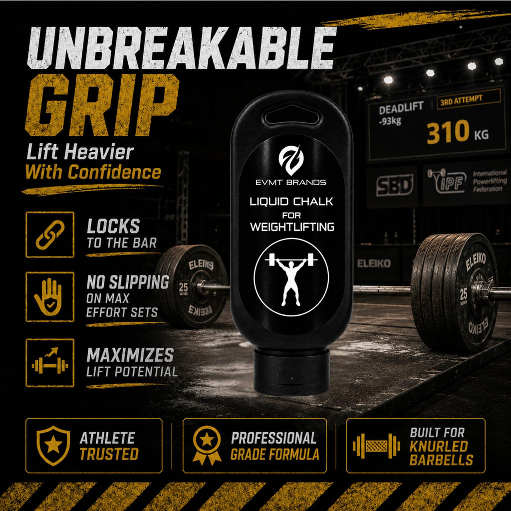EVMT Brands Liquid Chalk, Mess Free Gym Chalk for Weightlifting, Gymnastics, Rock Climbing, Dancing. Sweat Resistant and Long Lasting for Stronger Grip.
