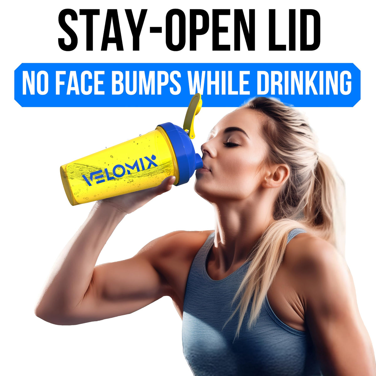 VELOMIX 2 Pack 28oz Protein Shaker Bottle for Protein Mixes, Black/Transpar
