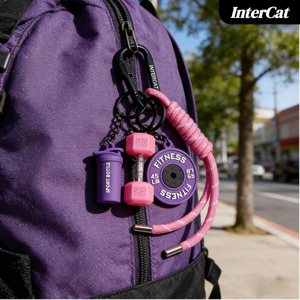 InterCat Gym Keychain for Women Men, Fitness Keychain Set