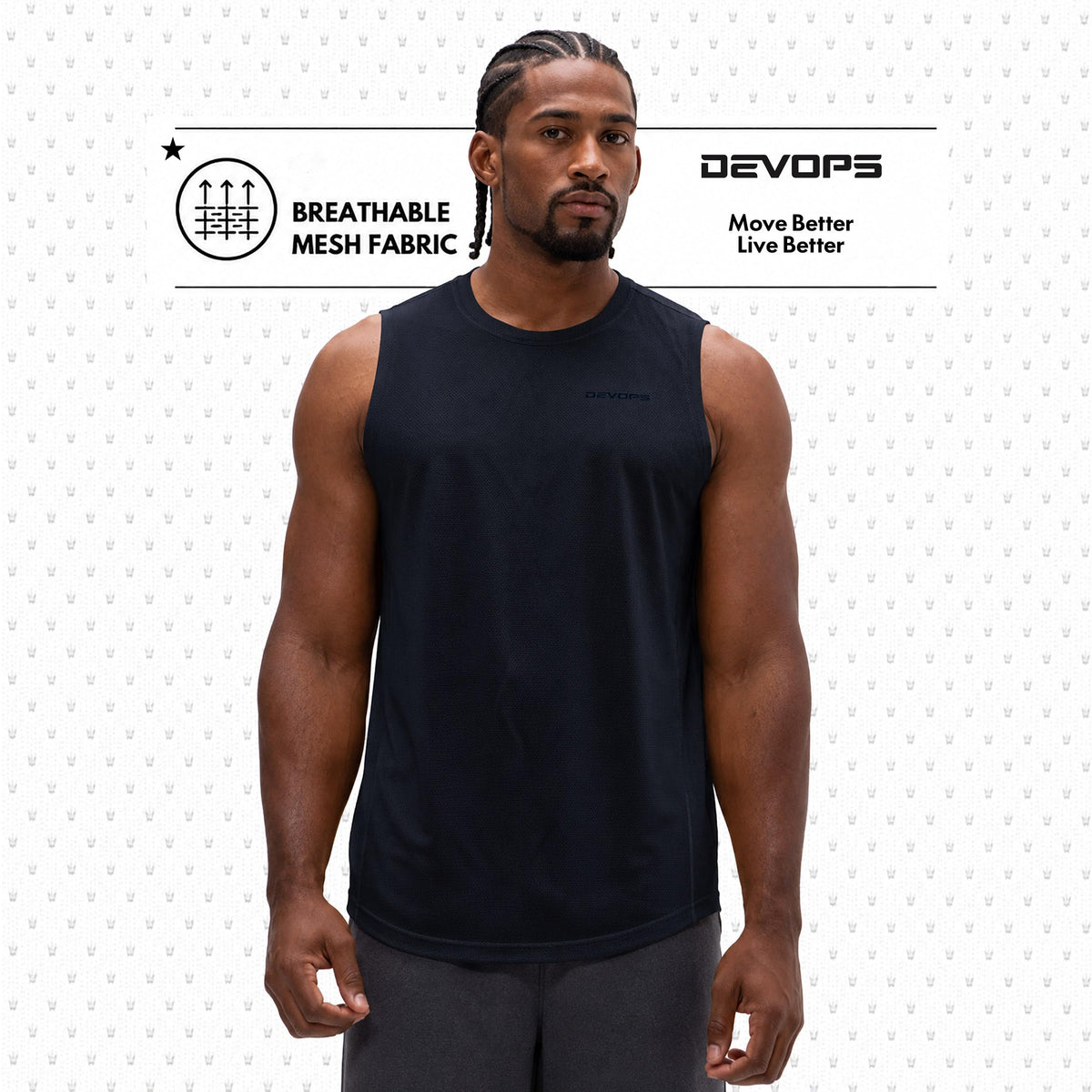 DEVOPS 3 Pack Men's Tank Tops Sleeveless Muscle Shirts Dry Fit Mesh Workout