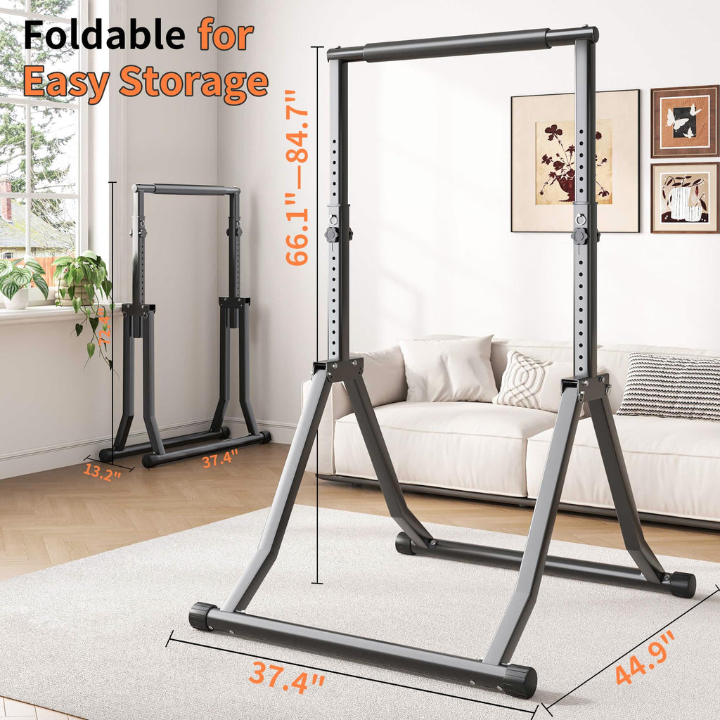 Foldable Pull Up Bar Station 66.1''-84.6'' Power Tower