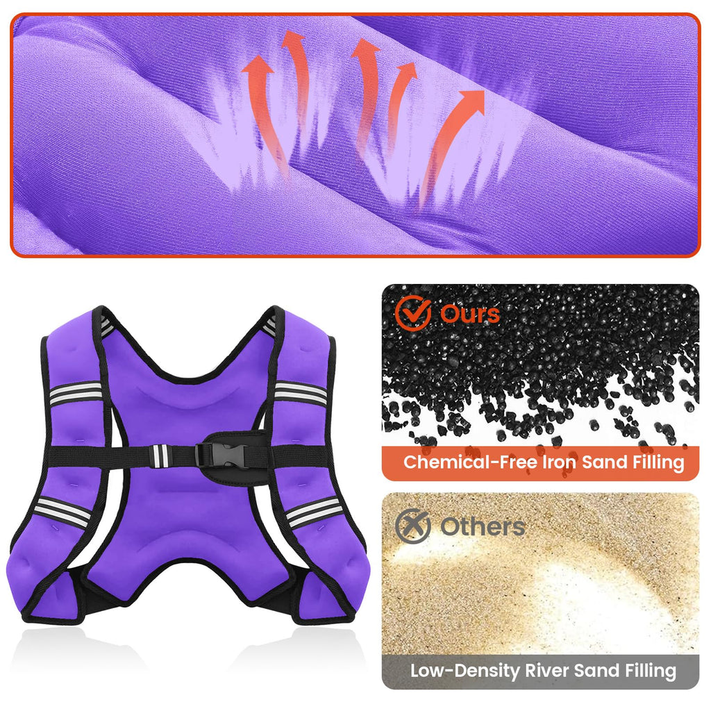 Poudee Weighted Vest, 6lb/8lb/10lb/12lb/16lb/20lb/25lb/30lb Weight Vest for Men Women, Body Weight Vests Adjustable with Reflective Stripe for Strength Training, Running, Workout, Jogging, Walking