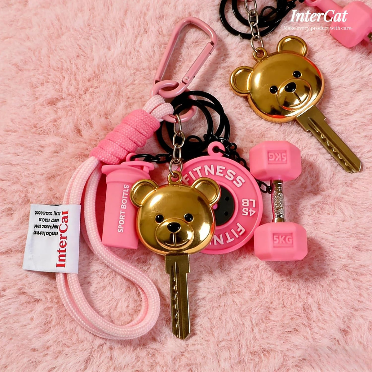 InterCat Gym Keychain for Women Men, Fitness Keychain Set