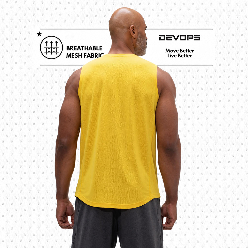 DEVOPS 3 Pack Men's Tank Tops Sleeveless Muscle Shirts Dry Fit Mesh Workout