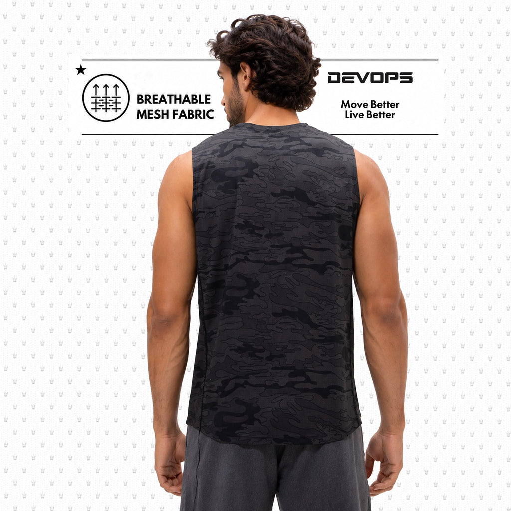 DEVOPS 3 Pack Men's Tank Tops Sleeveless Muscle Shirts Dry Fit Mesh Workout