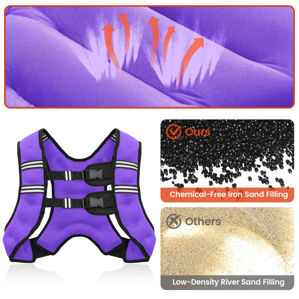 Poudee Weighted Vest, 6lb/8lb/10lb/12lb/16lb/20lb/25lb/30lb Weight Vest for Men Women, Body Weight Vests Adjustable with Reflective Stripe for Strength Training, Running, Workout, Jogging, Walking