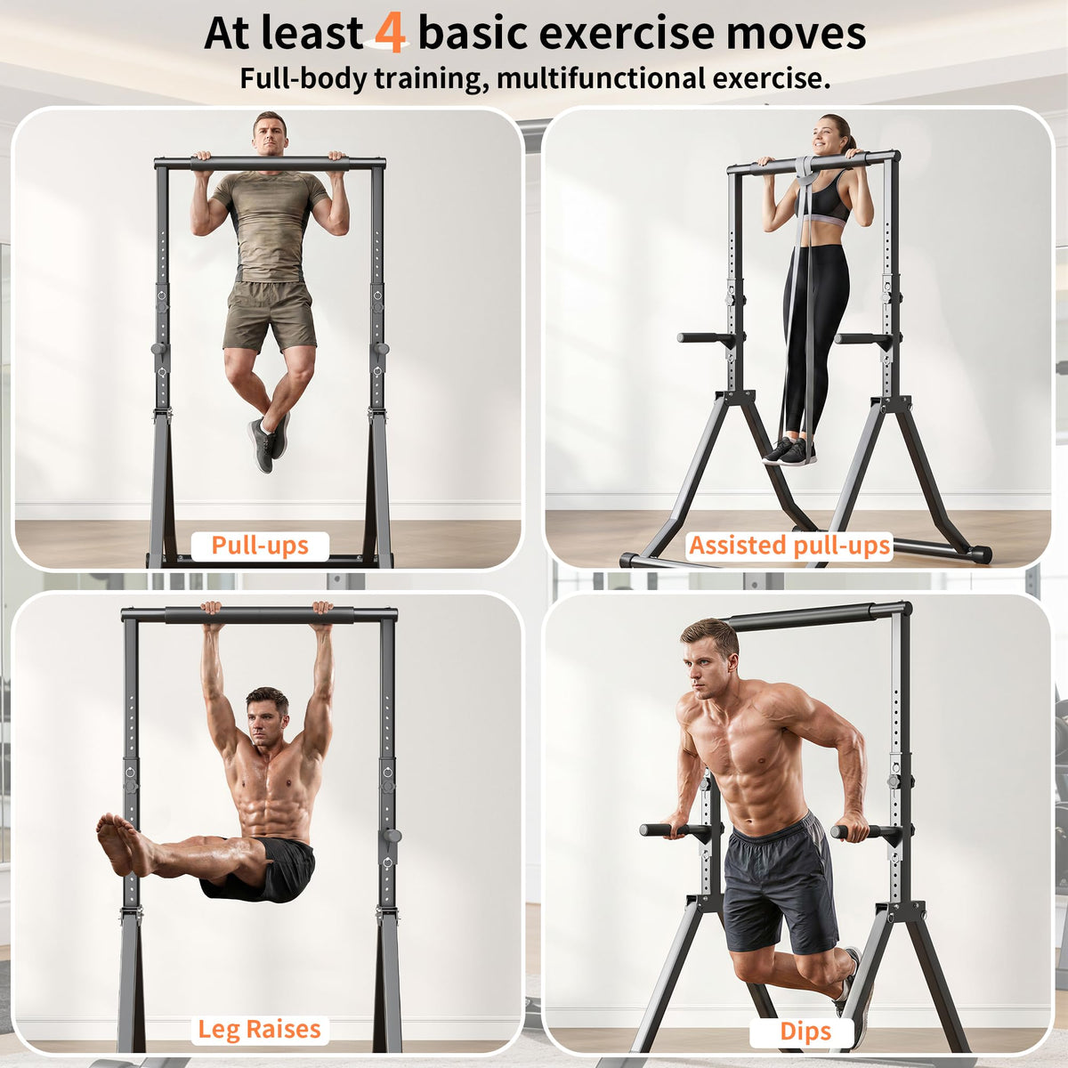 Foldable Pull Up Bar Station 66.1''-84.6'' Power Tower