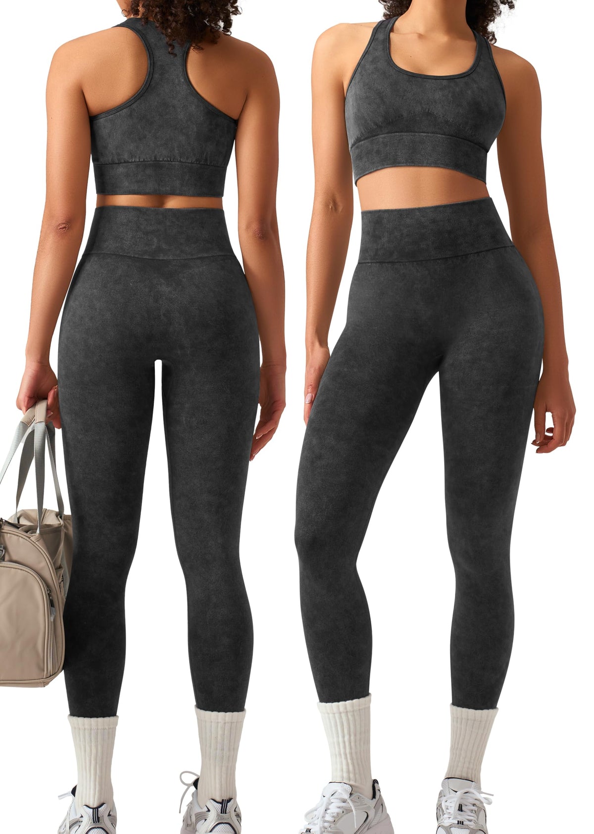 OLCHEE Womens Workout Sets 2 Piece Racerback Sports Bra High Waist Leggings