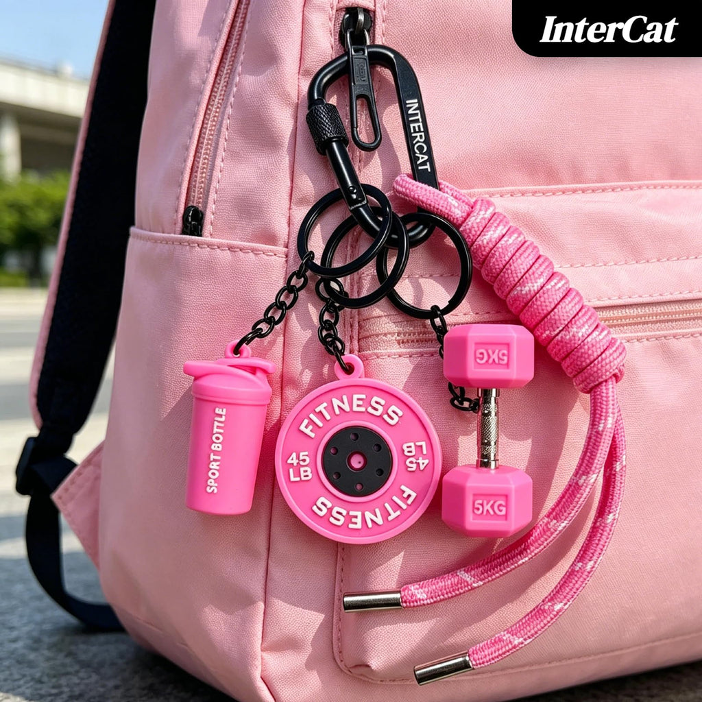 InterCat Gym Keychain for Women Men, Fitness Keychain Set