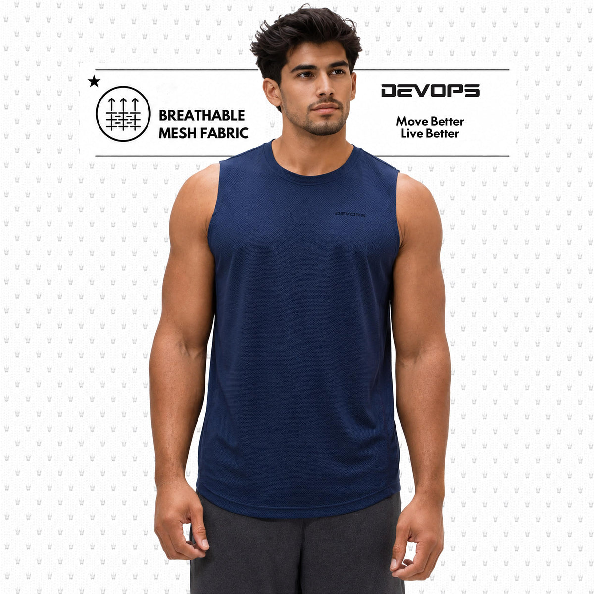 DEVOPS 3 Pack Men's Tank Tops Sleeveless Muscle Shirts Dry Fit Mesh Workout