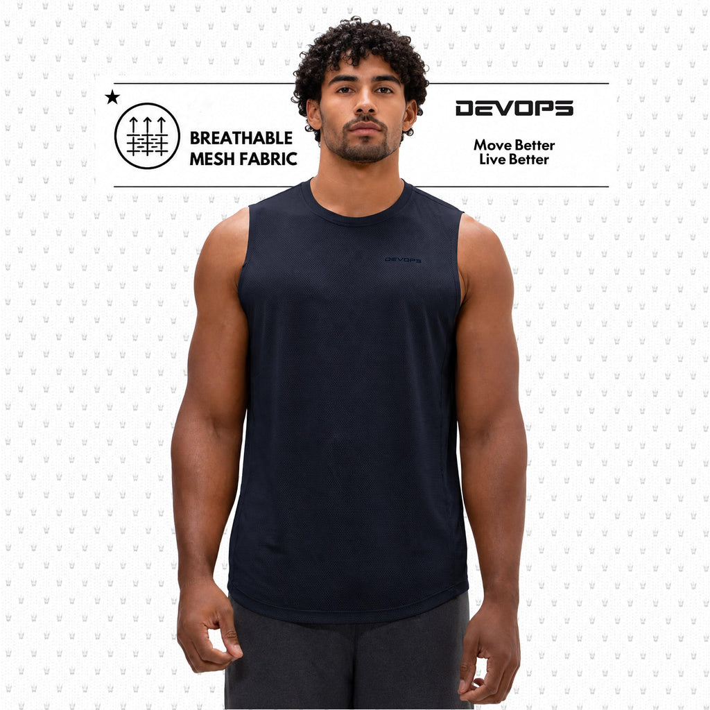 DEVOPS 3 Pack Men's Tank Tops Sleeveless Muscle Shirts Dry Fit Mesh Workout
