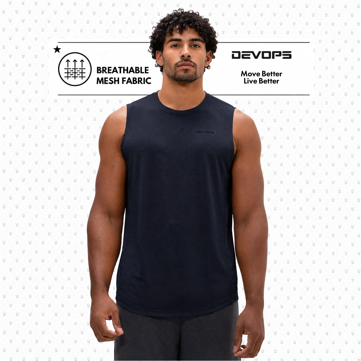 DEVOPS 3 Pack Men's Tank Tops Sleeveless Muscle Shirts Dry Fit Mesh Workout