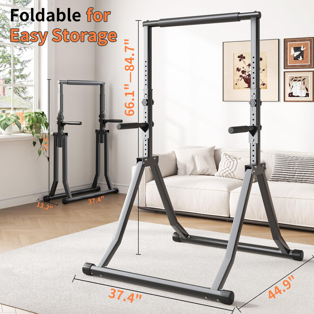 Foldable Pull Up Bar Station 66.1''-84.6'' Power Tower
