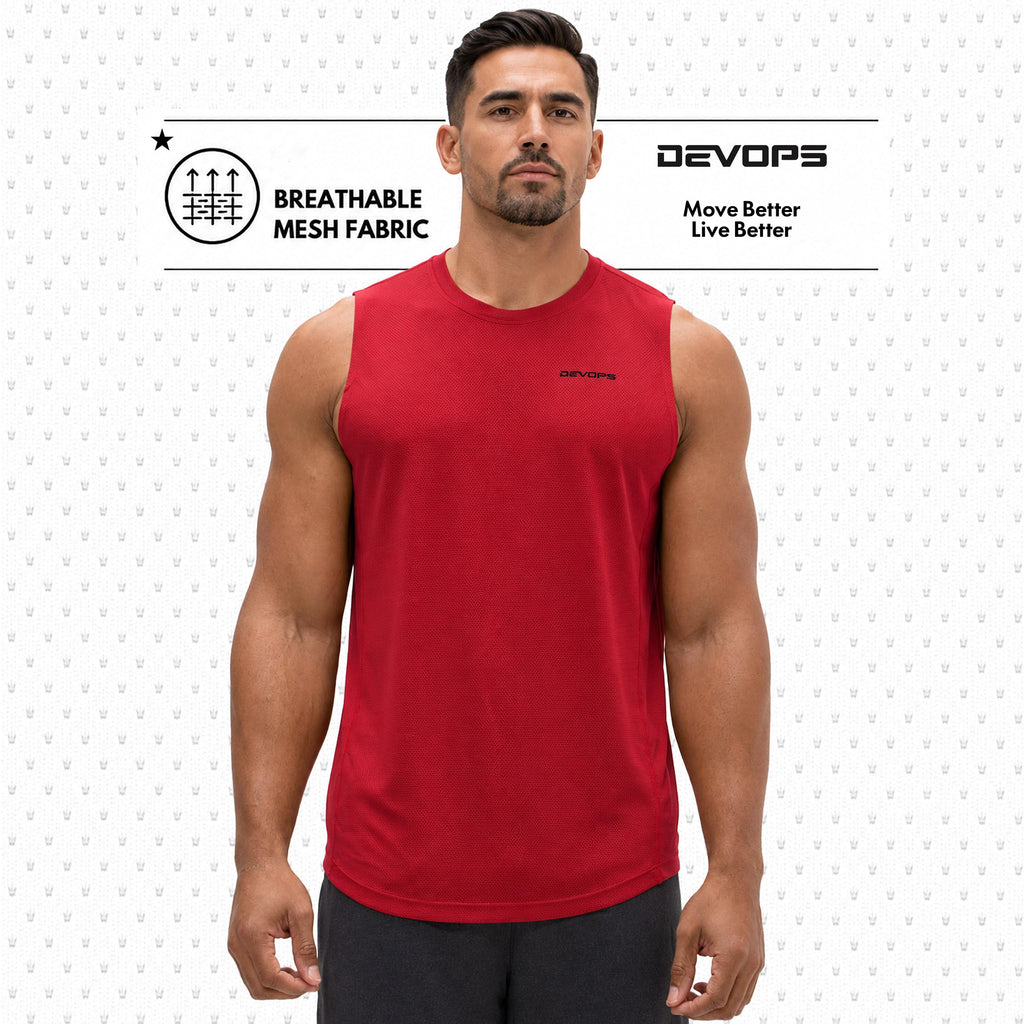 DEVOPS 3 Pack Men's Tank Tops Sleeveless Muscle Shirts Dry Fit Mesh Workout