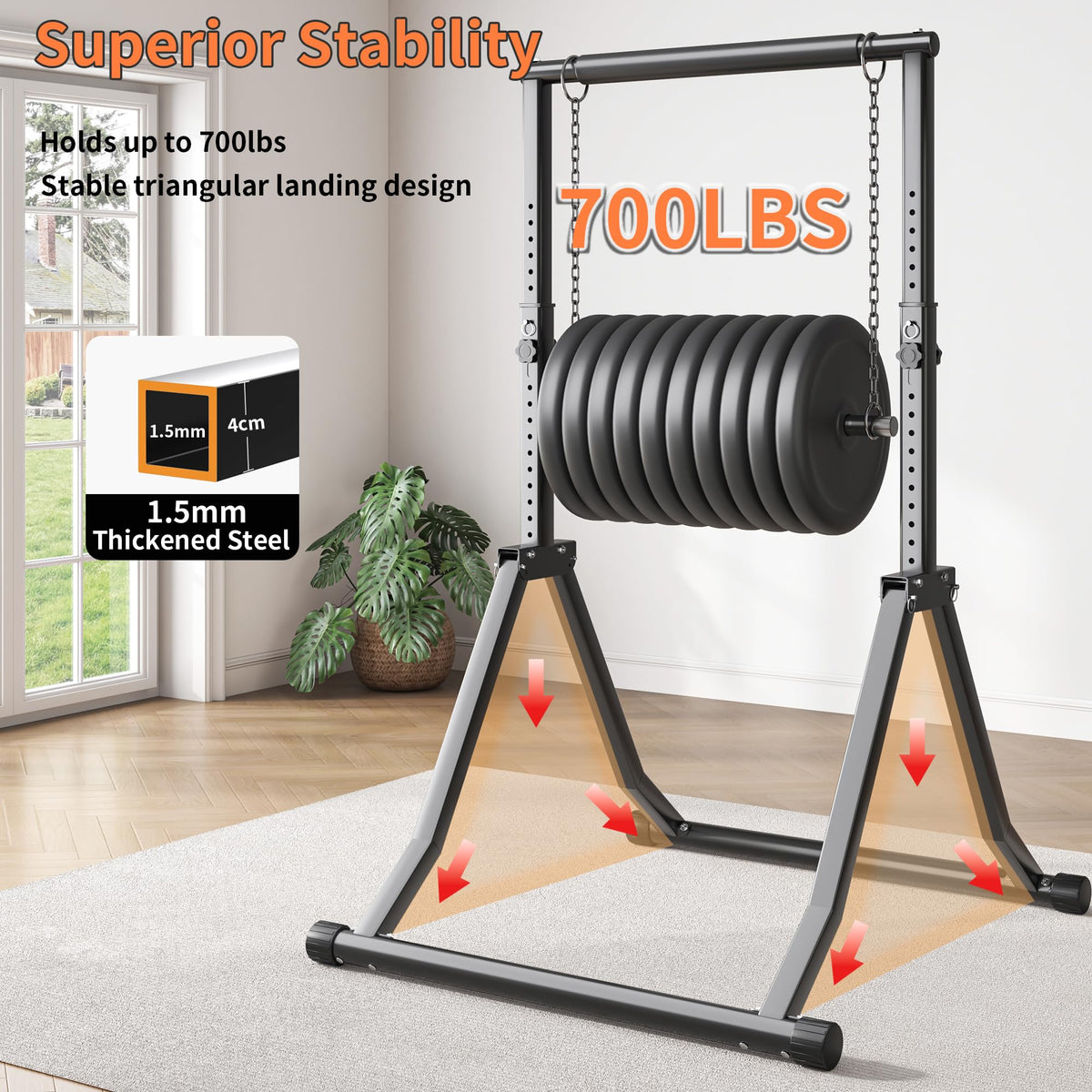 Foldable Pull Up Bar Station 66.1''-84.6'' Power Tower